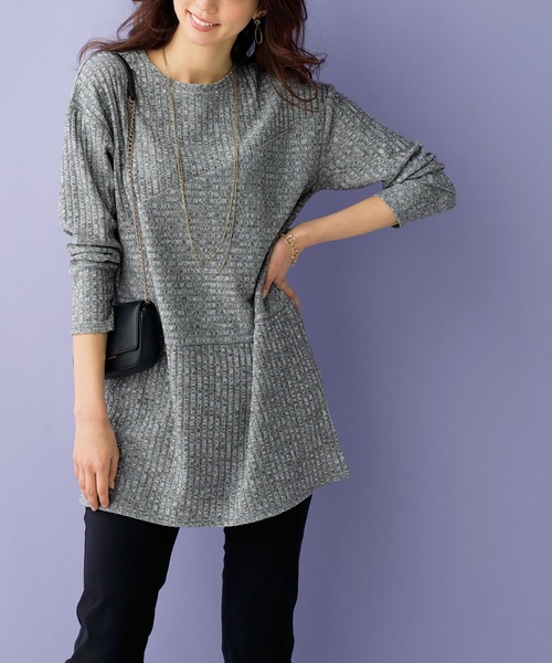BELLUNA PLUS(ベルーナ)の「杢調テレコ素材切替デザインチュニック(チュニック)」 - WEAR