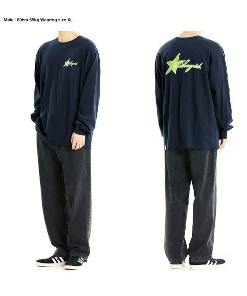 MAHAGRID(マハグリッド)の「『mahagrid/マハグリッド』STAR LOGO LS TEE/スターロゴデザイン 長袖Tシャツ(Tシャツ/カットソー・レディース・ネイビー/イエロー・M/L)」の9枚目の写真