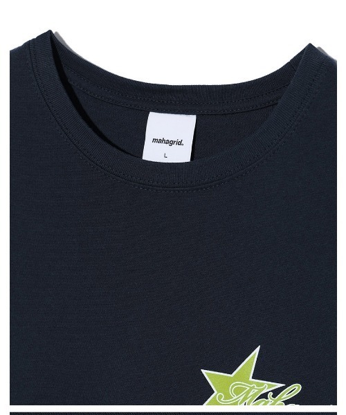 MAHAGRID(マハグリッド)の「『mahagrid/マハグリッド』STAR LOGO LS TEE/スターロゴデザイン 長袖Tシャツ(Tシャツ/カットソー・レディース・ネイビー/イエロー・M/L)」の5枚目の写真