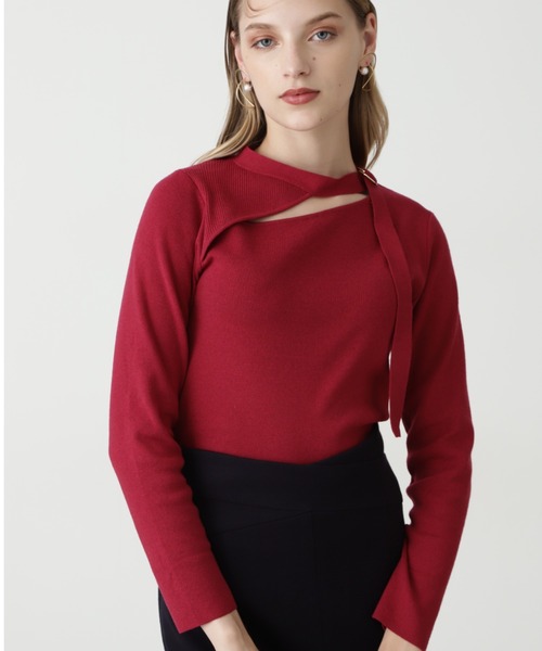 PINKY&DIANNE（ピンキーアンドダイアン）の「◆Ｄカン付きアシメカットプルオーバー（ニット/セーター・レディース・ブラック/グレー/レッド・38）」の2枚目の写真