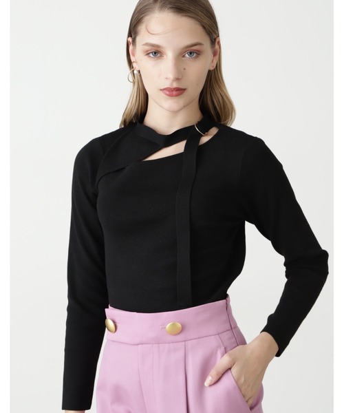 PINKY&DIANNE（ピンキーアンドダイアン）の「◆Ｄカン付きアシメカットプルオーバー（ニット/セーター・レディース・ブラック/グレー/レッド・38）」の3枚目の写真