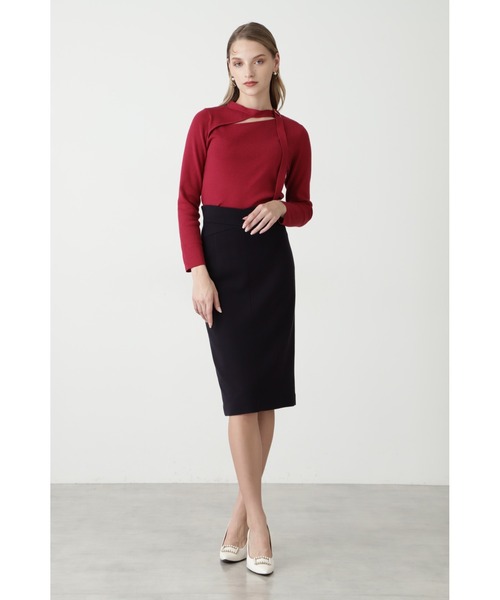 PINKY&DIANNE（ピンキーアンドダイアン）の「◆Ｄカン付きアシメカットプルオーバー（ニット/セーター・レディース・ブラック/グレー/レッド・38）」の7枚目の写真