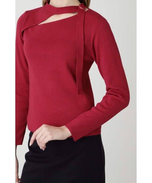 PINKY&DIANNE（ピンキーアンドダイアン）の「◆Ｄカン付きアシメカットプルオーバー（ニット/セーター・レディース・ブラック/グレー/レッド・38）」の6枚目の写真