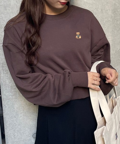 one after another NICE CLAUP（ワンアフターアナザーナイスクラップ）の「NCくま刺しゅうスウェット（スウェット・レディース・ネイビー/ブラウン/グリーン/アイボリー・FREE）」の20枚目の写真