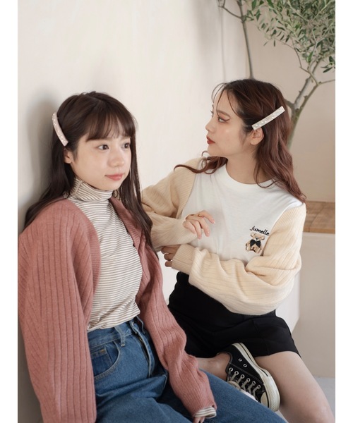 JUMELLE（ジュメロ）の「もちもちニットボレロ（カーディガン/ボレロ・レディース・アイボリー/ピンク・MEDIUM）」の7枚目の写真