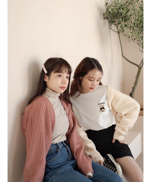 JUMELLE（ジュメロ）の「もちもちニットボレロ（カーディガン/ボレロ・レディース・アイボリー/ピンク・MEDIUM）」の4枚目の写真