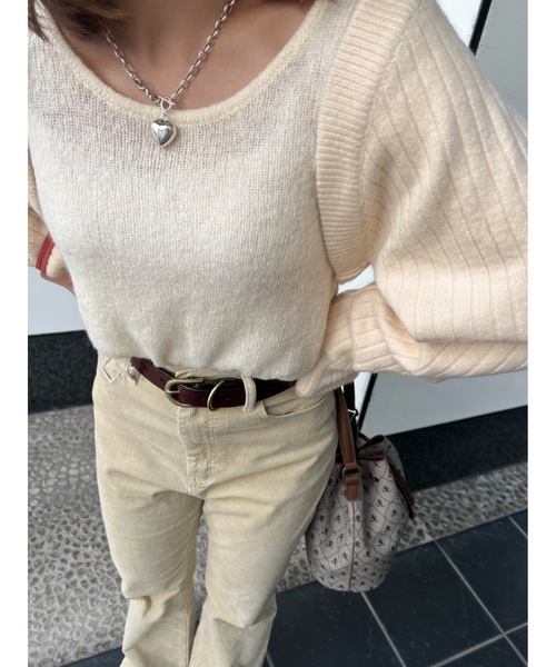 JUMELLE（ジュメロ）の「もちもちニットボレロ（カーディガン/ボレロ・レディース・アイボリー/ピンク・MEDIUM）」の16枚目の写真