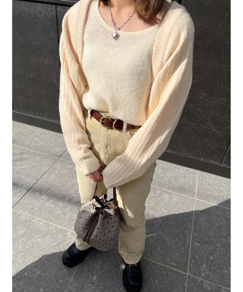 JUMELLE（ジュメロ）の「もちもちニットボレロ（カーディガン/ボレロ・レディース・アイボリー/ピンク・MEDIUM）」の19枚目の写真