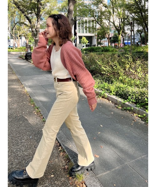 JUMELLE（ジュメロ）の「もちもちニットボレロ（カーディガン/ボレロ・レディース・アイボリー/ピンク・MEDIUM）」の21枚目の写真