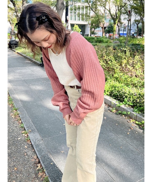 JUMELLE（ジュメロ）の「もちもちニットボレロ（カーディガン/ボレロ・レディース・アイボリー/ピンク・MEDIUM）」の22枚目の写真