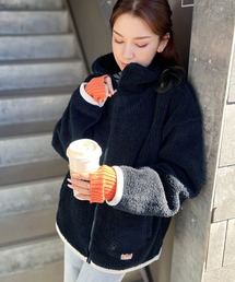 《JaVaジャバ コラボ》ふわもこ暖か。スタンドカラーボアフリースジップアップ
