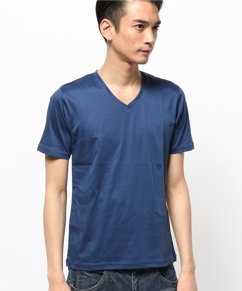 MEN'S MELROSE（メンズメルローズ）の「スムースシルケットVネックTシャツ（Tシャツ/カットソー・メンズ・ホワイト/グレー/ブルー/ネイビー/ピンク・MEDIUM/LARGE）」の11枚目の写真