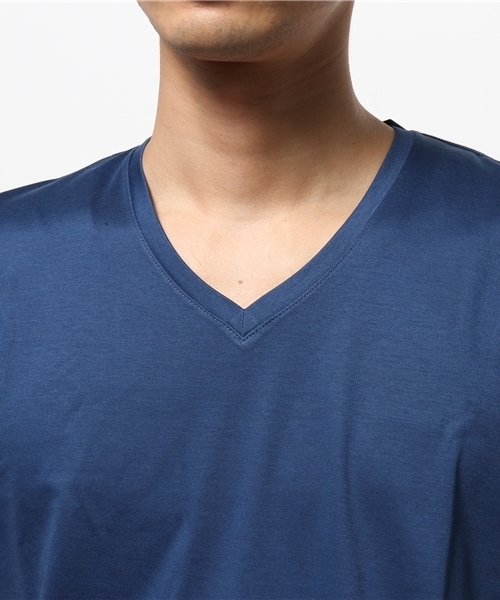 MEN'S MELROSE（メンズメルローズ）の「スムースシルケットVネックTシャツ（Tシャツ/カットソー・メンズ・ホワイト/グレー/ブルー/ネイビー/ピンク・MEDIUM/LARGE）」の7枚目の写真