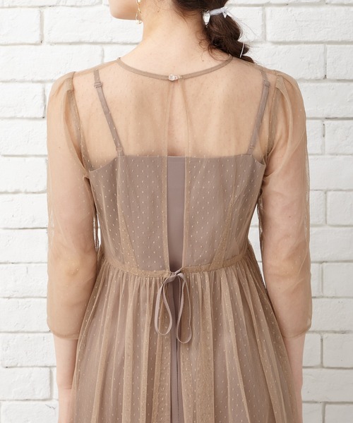 AIMER（エメ）の「ドットチュールバックリボンパーティードレス