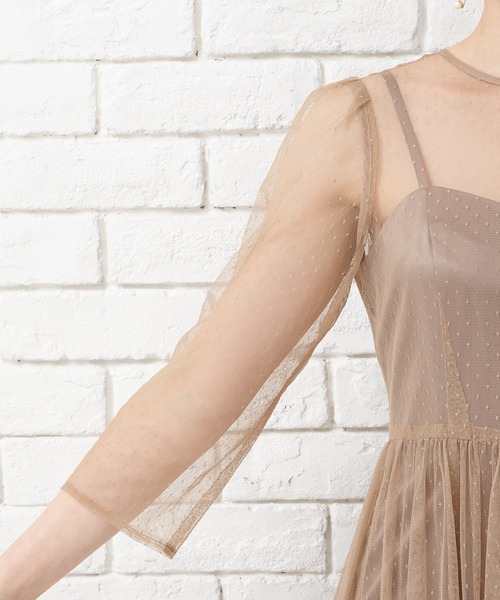 AIMER（エメ）の「ドットチュールバックリボンパーティードレス