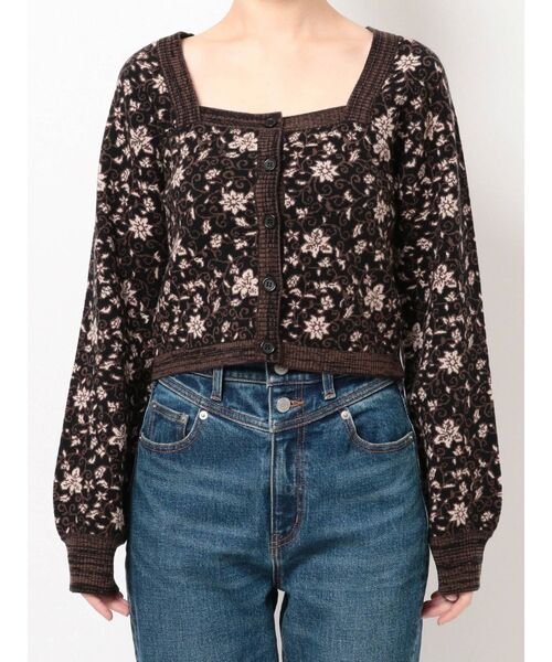 EVRIS（エヴリス）の「フロントボタンフラワージャガードニットトプス（ニット/セーター・レディース・グリーン/ブラック・FREE）」の18枚目の写真