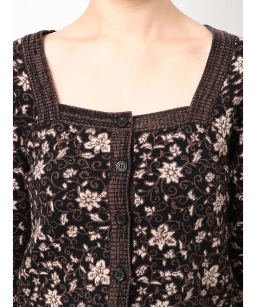 EVRIS（エヴリス）の「フロントボタンフラワージャガードニットトプス（ニット/セーター・レディース・グリーン/ブラック・FREE）」の21枚目の写真