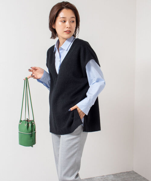 NOLLEY’S Sophi（ノーリーズソフィ）の「シャギーベスト（ベスト・レディース・ブラック/オフホワイト・38）」の8枚目の写真