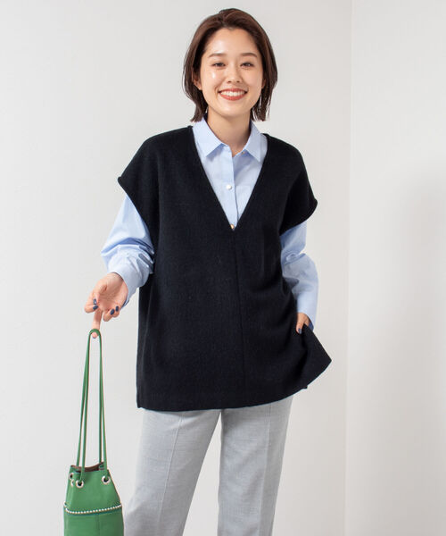 NOLLEY’S Sophi（ノーリーズソフィ）の「シャギーベスト（ベスト・レディース・ブラック/オフホワイト・38）」の9枚目の写真