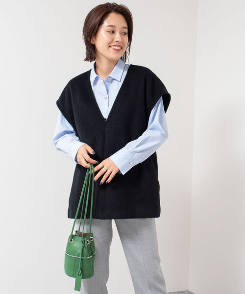 NOLLEY’S Sophi（ノーリーズソフィ）の「シャギーベスト（ベスト・レディース・ブラック/オフホワイト・38）」の10枚目の写真