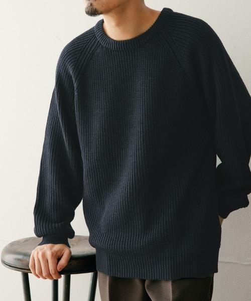 ITEMS URBANRESEARCH(アイテムズ アーバンリサーチ)の「マシンウォッシャブル 畦クルーネックニット(ニット/セーター・メンズ・ネイビー/グレー/レッド/オフホワイト・MEDIUM/LARGE)」の1枚目の写真