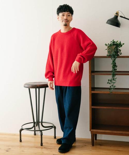ITEMS URBANRESEARCH(アイテムズ アーバンリサーチ)の「マシンウォッシャブル 畦クルーネックニット(ニット/セーター・メンズ・ネイビー/グレー/レッド/オフホワイト・MEDIUM/LARGE)」の14枚目の写真