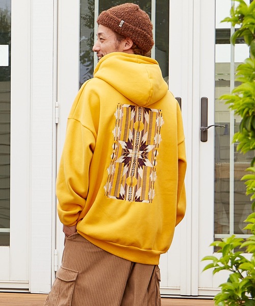 チャイハネ（チャイハネ）の「【チャイハネ】オルセガ刺繍MEN'Sフードトップス（パーカー・メンズ・イエロー/チャコール/ブルー・FREE）」の3枚目の写真