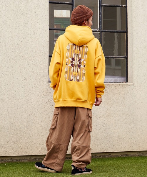 チャイハネ（チャイハネ）の「【チャイハネ】オルセガ刺繍MEN'Sフードトップス（パーカー・メンズ・イエロー/チャコール/ブルー・FREE）」の8枚目の写真