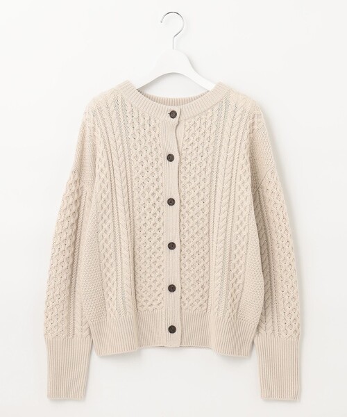 UNFILO(アンフィーロ)の「2WAY ケーブルニット(ニット/セーター・レディース・ライトグレー系/アイボリー系・SMALL/MEDIUM)」の1枚目の写真