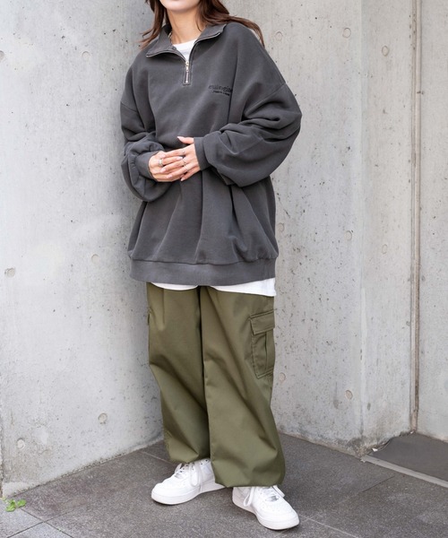 WEGO（ウィゴー）の「WEGO/ピグメントハーフジップBIGプルオーバー