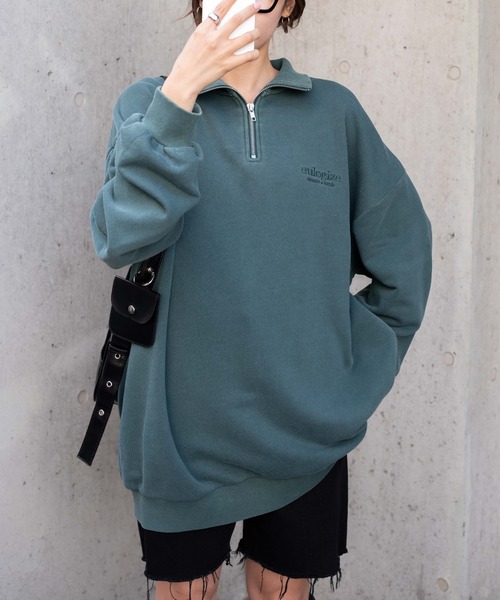 WEGO（ウィゴー）の「WEGO/ピグメントハーフジップBIGプルオーバー