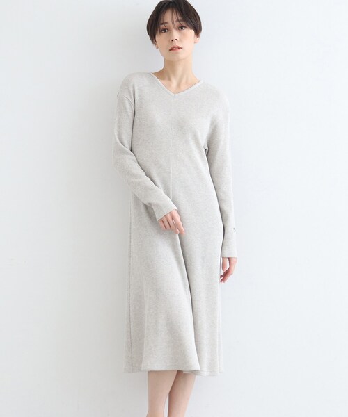 INDIVI(インディヴィ)の「【LIFE/SETUP可能】ワッフルフレアワンピース(ワンピース・レディース・ライトグレー系8/チャコール・34/38)」の1枚目の写真