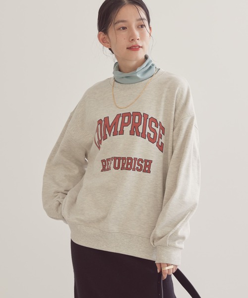 AMERICAN HOLIC（アメリカンホリック）の「バックドレープロゴ裏毛プルオーバー（スウェット・レディース・チャコールグレー/ブルー/レッド/ホワイト系その他/グリーン・M/L）」の2枚目の写真