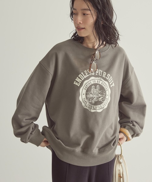 AMERICAN HOLIC（アメリカンホリック）の「バックドレープロゴ裏毛プルオーバー（スウェット・レディース・チャコールグレー/ブルー/レッド/ホワイト系その他/グリーン・M/L）」の3枚目の写真