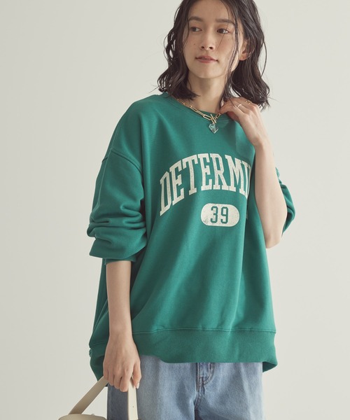 AMERICAN HOLIC（アメリカンホリック）の「バックドレープロゴ裏毛プルオーバー（スウェット・レディース・チャコールグレー/ブルー/レッド/ホワイト系その他/グリーン・M/L）」の4枚目の写真