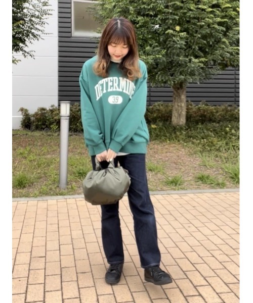 AMERICAN HOLIC（アメリカンホリック）の「バックドレープロゴ裏毛プルオーバー（スウェット・レディース・チャコールグレー/ブルー/レッド/ホワイト系その他/グリーン・M/L）」の7枚目の写真