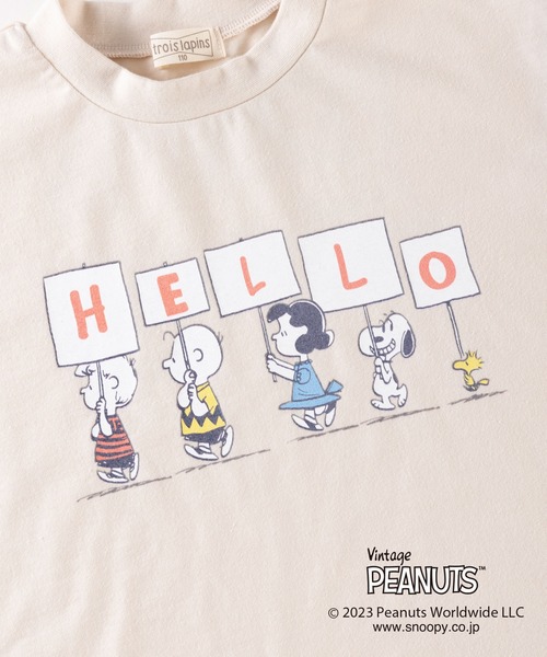 Vintage PEANUTS(ビンテージピーナッツ)の「PEANUTS/スヌーピーコラボ 袖配色半袖Tシャツ(100~130cm)(Tシャツ/カットソー・キッズ・杢グレー/ベージュ・110cm/100cm/130cm/120cm)」の3枚目の写真