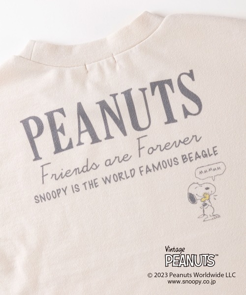 Vintage PEANUTS(ビンテージピーナッツ)の「PEANUTS/スヌーピーコラボ 袖配色半袖Tシャツ(100~130cm)(Tシャツ/カットソー・キッズ・杢グレー/ベージュ・110cm/100cm/130cm/120cm)」の4枚目の写真