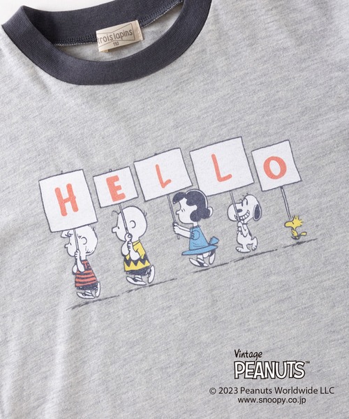 Vintage PEANUTS(ビンテージピーナッツ)の「PEANUTS/スヌーピーコラボ 袖配色半袖Tシャツ(100~130cm)(Tシャツ/カットソー・キッズ・杢グレー/ベージュ・110cm/100cm/130cm/120cm)」の6枚目の写真
