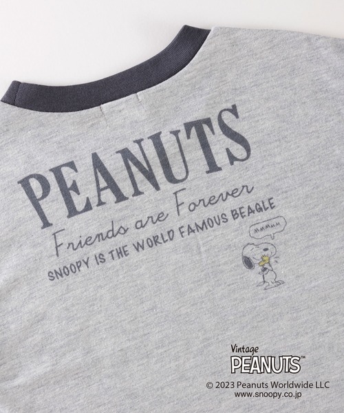 Vintage PEANUTS(ビンテージピーナッツ)の「PEANUTS/スヌーピーコラボ 袖配色半袖Tシャツ(100~130cm)(Tシャツ/カットソー・キッズ・杢グレー/ベージュ・110cm/100cm/130cm/120cm)」の8枚目の写真