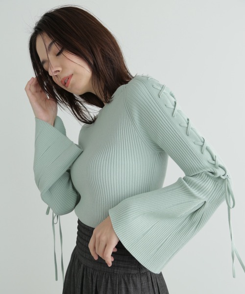 JILL STUART(ジルスチュアート)の「◆ガレットニット(ニット/セーター・レディース・ブルー/ライトグリーン・FREE)」の2枚目の写真