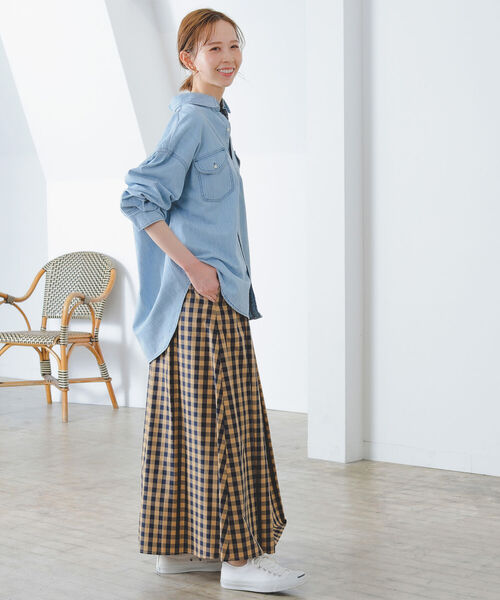 Lee（リー）の「Lee × B:MING by BEAMS / 別注 ルーズフィット シャツ（シャツ/ブラウス・レディース・ライトインディゴブルー/インディゴブルー・FREE）」の4枚目の写真