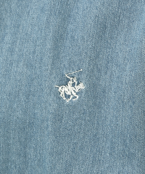BEVERLY HILLS POLO CLUB(ビバリーヒルズポロクラブ)の「BEVERLY HILLS POLO CLUB/ビバリーヒルズポロクラブ】 ワンポイント 刺繍 ツイル半袖シャツ / デニム半袖シャツ/レギュラーシャツ(シャツ/ブラウス・メンズ・ホワイト/ダークネイビー/ネイビー/インディゴブルー/グリーン系その他・M/L/LL)」の18枚目の写真