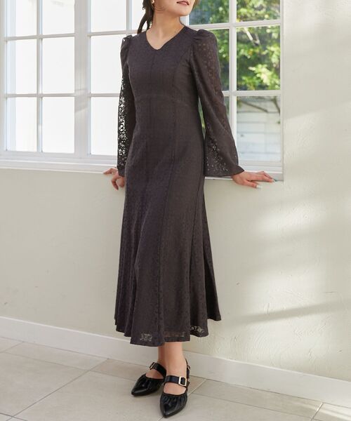 MAJESTIC LEGON(マジェスティックレゴン)の「レースロングワンピース(ワンピース・レディース・アイボリー/ブラウン/ライトグリーン・SMALL/MEDIUM)」の15枚目の写真