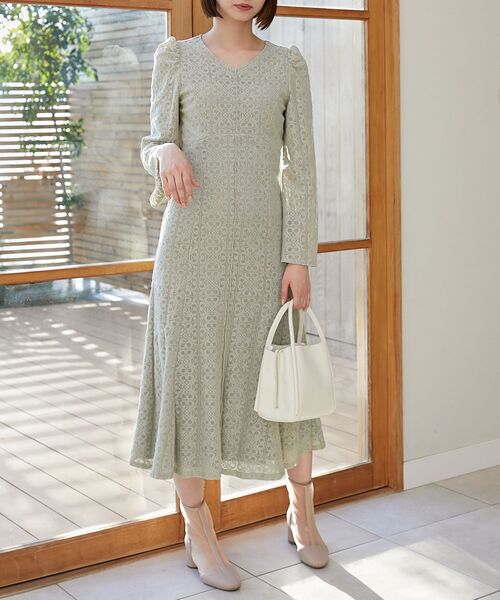 MAJESTIC LEGON(マジェスティックレゴン)の「レースロングワンピース(ワンピース・レディース・アイボリー/ブラウン/ライトグリーン・SMALL/MEDIUM)」の21枚目の写真