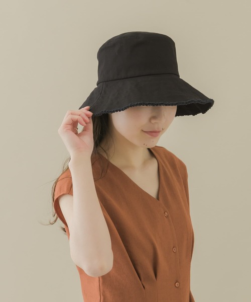 SMELLY（スメリー）の「ツイルフリンジバケットハット（ハット・レディース・ブラウン/ブラック/アイボリー・-）」の5枚目の写真