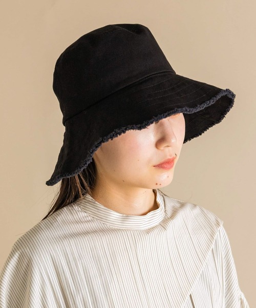 SMELLY（スメリー）の「ツイルフリンジバケットハット（ハット・レディース・ブラウン/ブラック/アイボリー・-）」の7枚目の写真