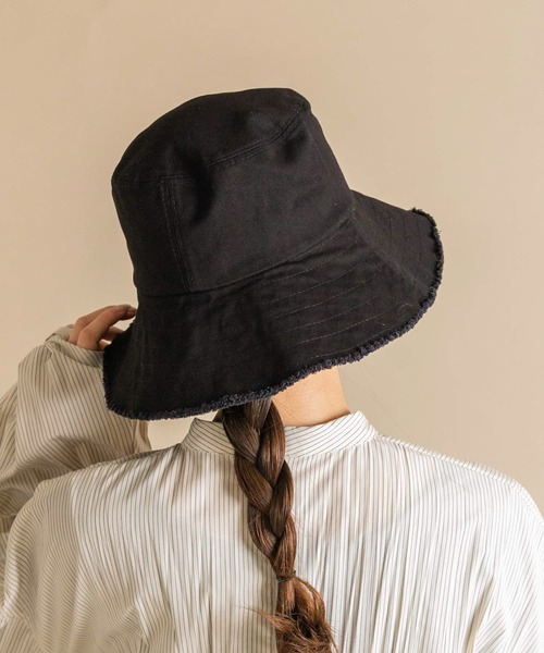 SMELLY（スメリー）の「ツイルフリンジバケットハット（ハット・レディース・ブラウン/ブラック/アイボリー・-）」の9枚目の写真