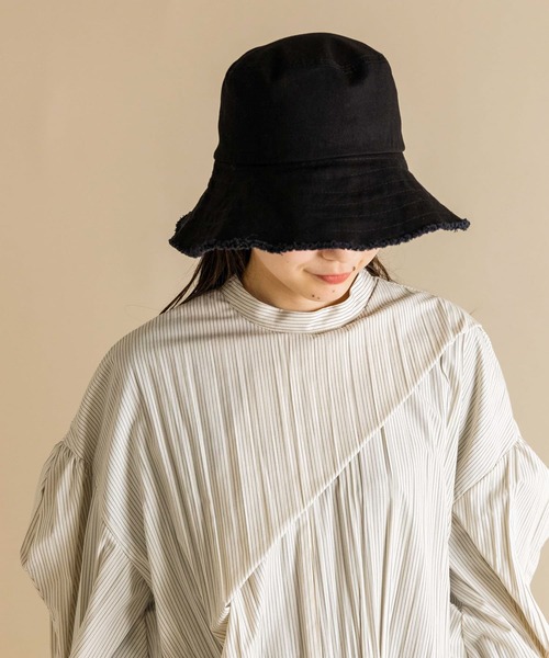 SMELLY（スメリー）の「ツイルフリンジバケットハット（ハット・レディース・ブラウン/ブラック/アイボリー・-）」の10枚目の写真