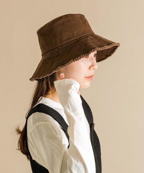 SMELLY（スメリー）の「ツイルフリンジバケットハット（ハット・レディース・ブラウン/ブラック/アイボリー・-）」の15枚目の写真